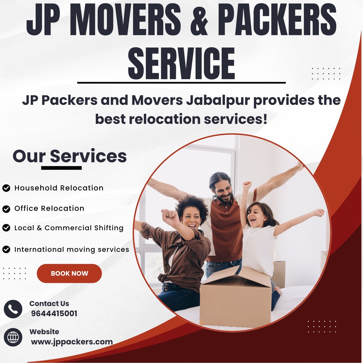 JP Packers and Movers Jabalpur – आपके घर, ऑफिस और व्यवसाय के लिए सबसे तेज़ और भरोसेमंद शिफ्टिंग सेवा।
अब मूविंग होगी आसान और बेफिक्र!
आज ही कॉल करें!096444 15001
 jppackers.com
#JPPackersAndMovers #SafeMoving #HomeRelocation #OfficeShifting #CarBikeTransport