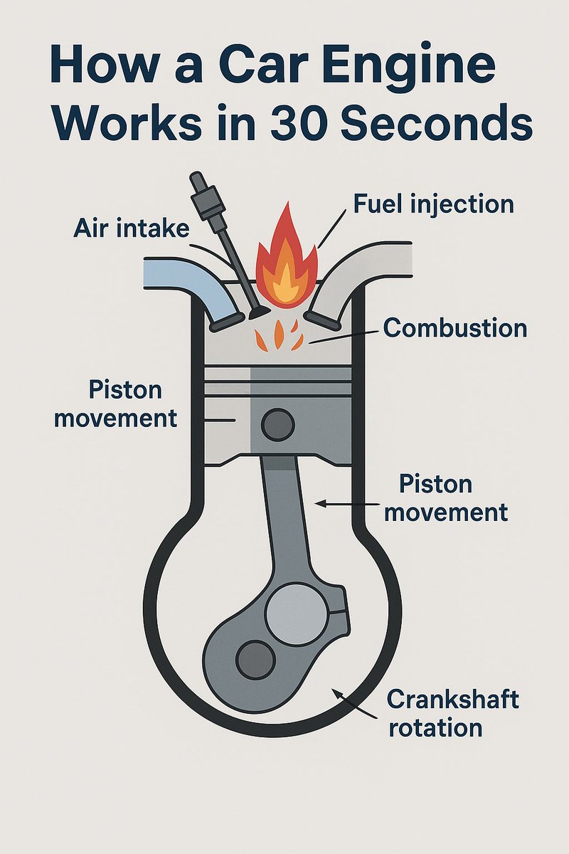 iamengr_aso's tweet photo. 🎥 How a Car Engine Works in 30 Seconds
If you’ve ever asked, “What’s actually happening under the hood?” — this is for you. 👇
#AutoBasics #SureMechAcademy #MechanicLife https://t.co/q8NGvJbYBk