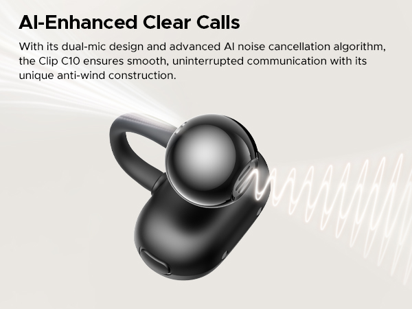 Crisp calls in chaos - Enhanced noise cancellation to surgically remove distraction on #TRUEFREE Clip C10. 📲☑️ 

#truefree #earbuds #calls #tech #wireless #audios