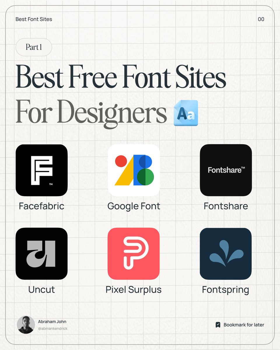 Abmankendrick's tweet image. Here are some of the best free font sites that every UI/UX designer should know about.

Repost to share with others 💜