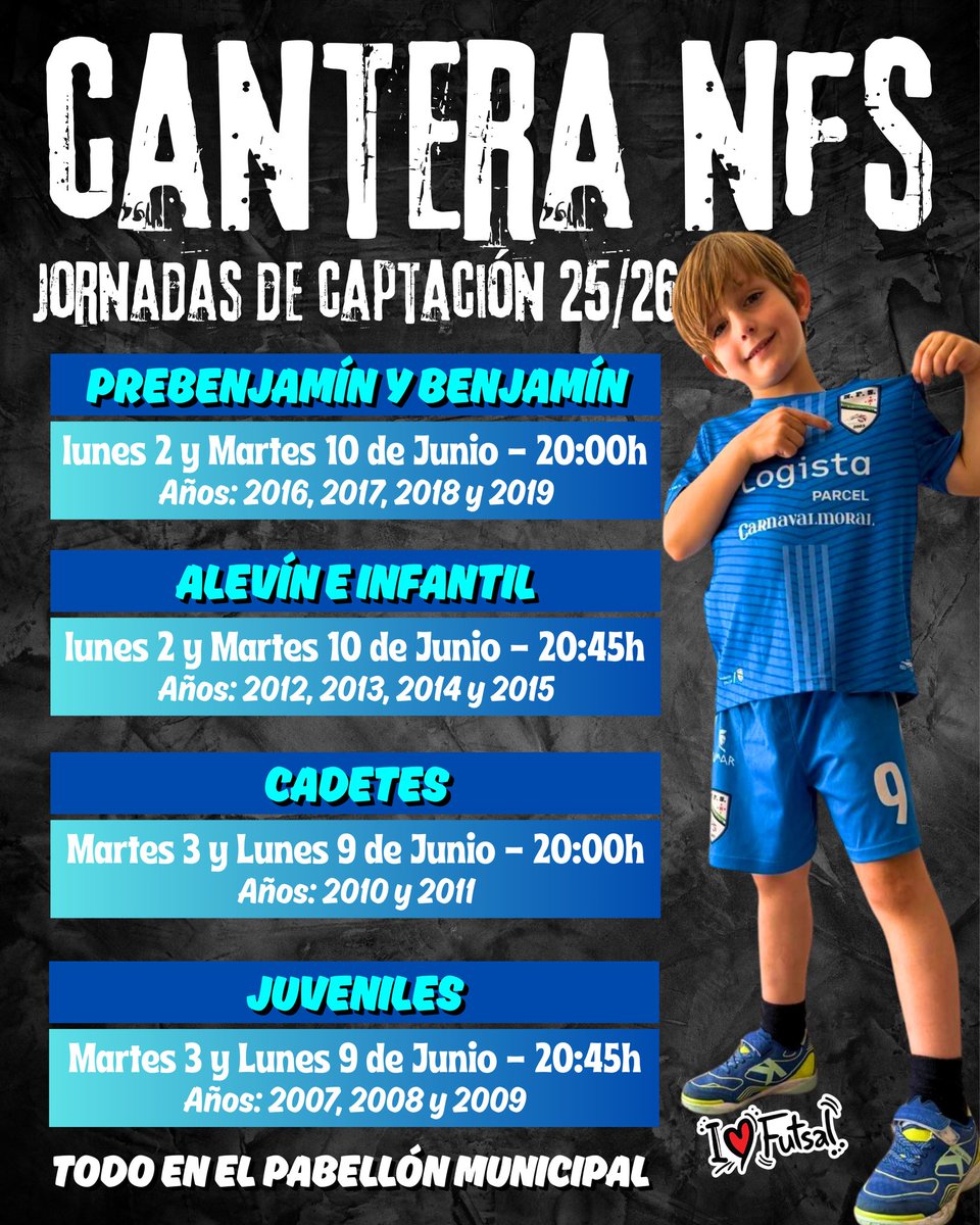 Vamos a por las últimas jornadas de captación de jugadores #NFS
Hoy es el turno de :

CADETES 20:00 H
JUVENILES 20:45 H

#IlusionAzul🩵