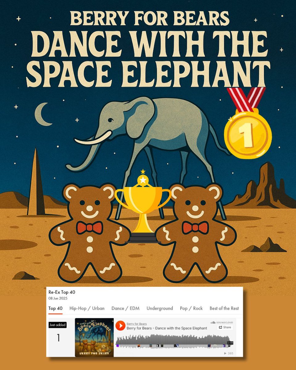 ruki_bear's tweet photo. 😳まさかの展開🏆
Berry for Bearsの新曲、Dance with the Space Elephantが
REPOSTEXCHANGEで、
2部門同時1位❣️になりました🐻
尊敬するサルバドール・ダリに想いを馳せた曲😊
ぜひ聴いてみてください🐘
皆さん、本当にありがとうございます✨
#BerryforBears #REPOSTEXCHANGE https://t.co/JneNIOjazA