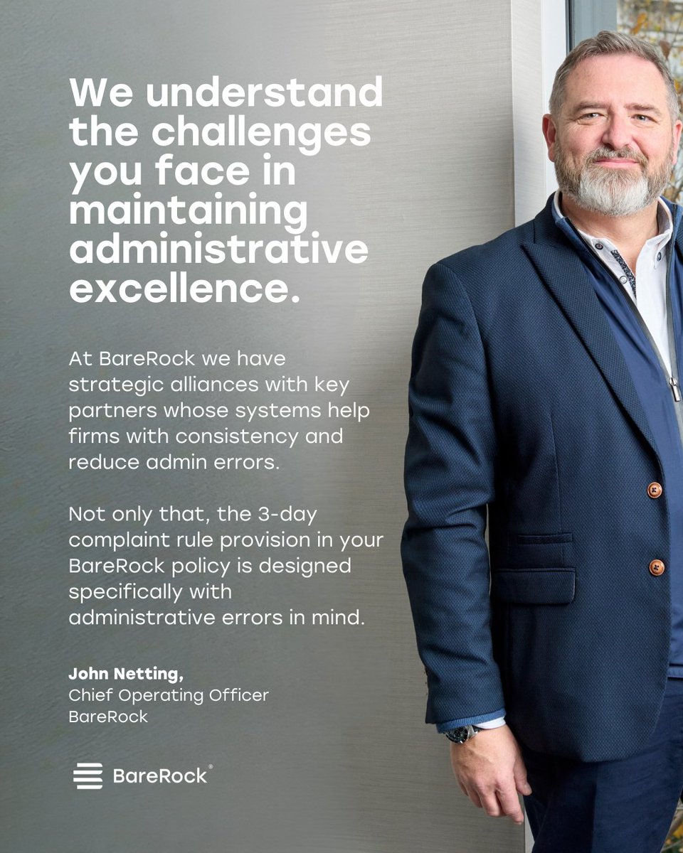 BareRock_PII's tweet image. Even small admin errors can cause big problems – especially in volatile markets.

BareRock’s 3-day complaint rule and strategic partnerships help firms reduce risk where it matters most.

📰 Read more: barerock.group/insights/artic…

#BareRock #PIInsurance #RiskManagement