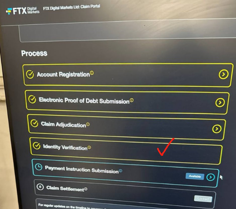 BoringBack's tweet image. FTX巴哈马索赔程序:
巴哈马中国账户KYC已开始陆续审核通过
查看“ldentity Verification”步骤状态是否从蓝变黄的通过状态

按照提交时间早晚顺序来审核，根据官网显示7月1日之前全部审核完毕

如未通过，可能是二次KYC提交较晚或资料不合格，请查看程序或邮箱的最新通知

#FTX索赔 #FTX赔付 #FTX债权