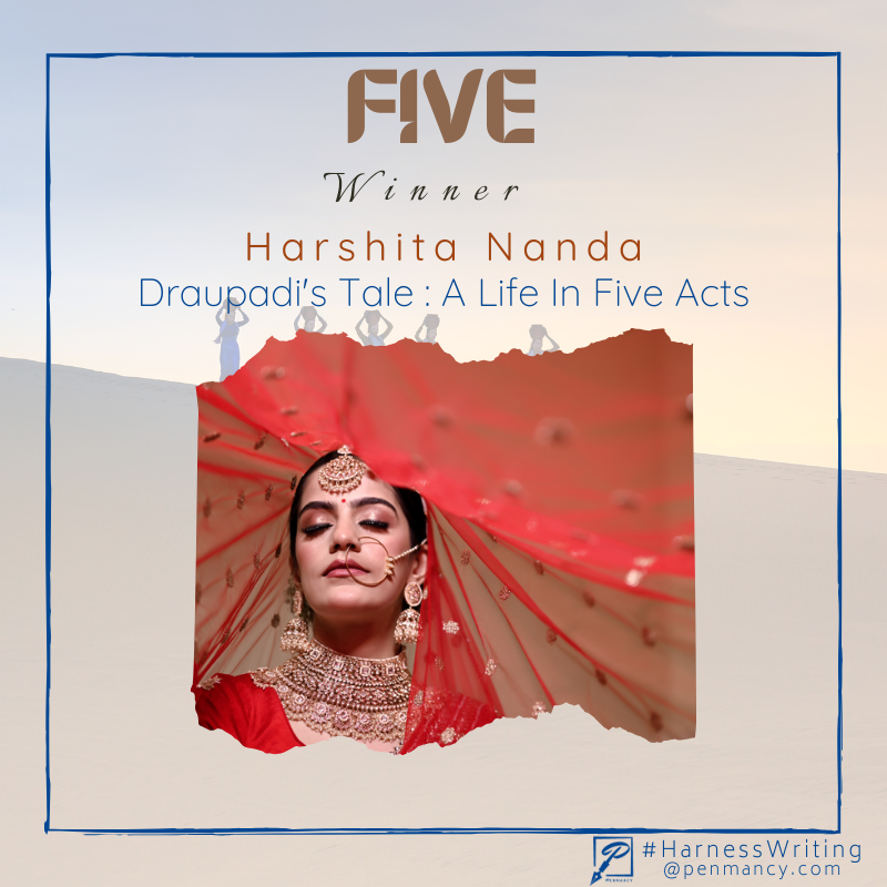 penmancy's tweet image. #HarnessWriting: #Five: Results

Let's congratulate:
🥉: Quiet Exit by Sheela Iyer
🥈: The Rise of Fabulous FIVE5 by Reshma Krishnan
🥇: Draupadi's Tale : A Life In Five Acts by Harshita Nanda

#writingprompt: penmancy.com/five/

Next prompt up. Please check the website.