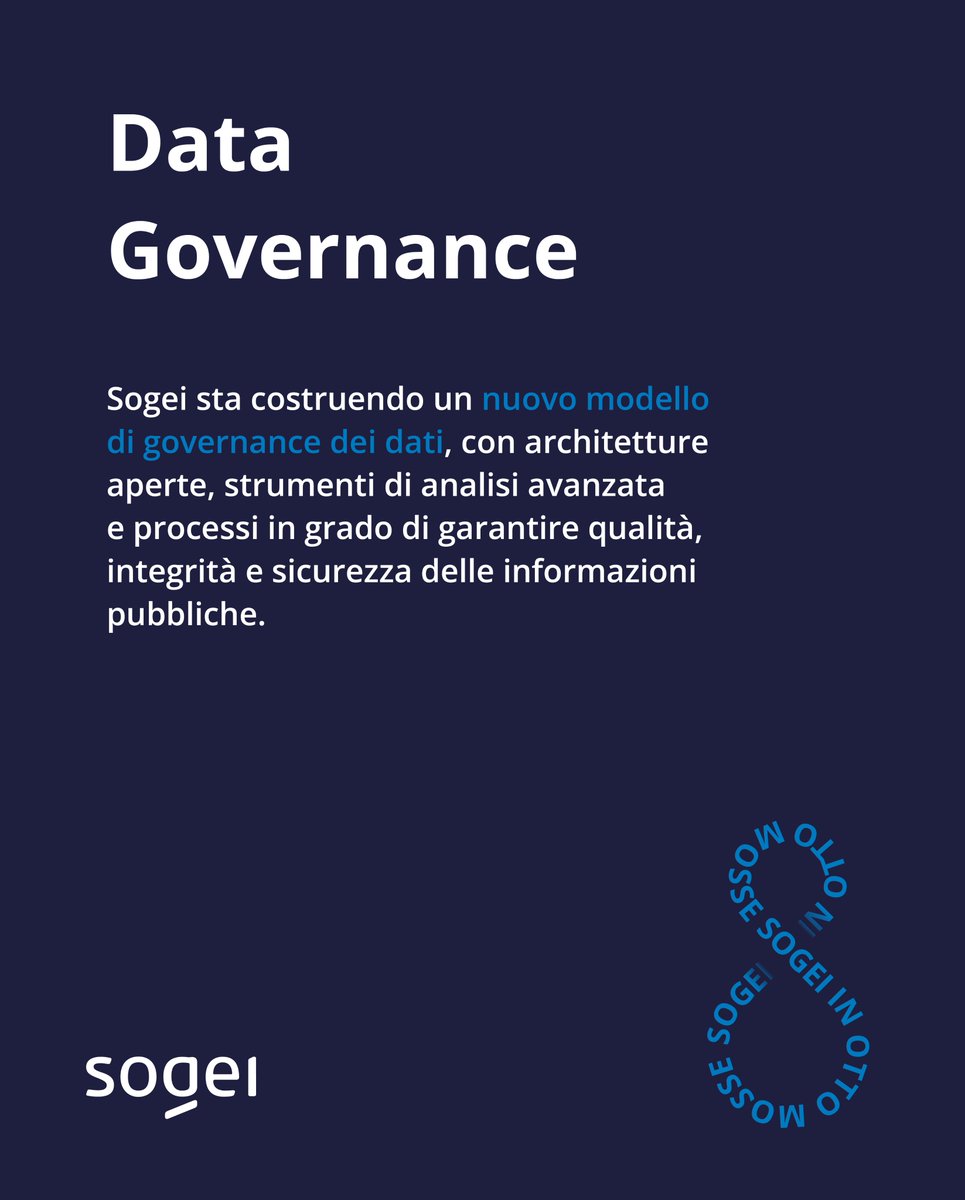 ♟ Mossa n.4: Data Governance

💻 #Sogei costruisce un modello per gestire dati pubblici in modo sicuro, integrato e intelligente.

🎯 Più qualità, più interoperabilità, più valore.

👉 sogei.it/it/sogei-homep…

#SogeiIn8Mosse