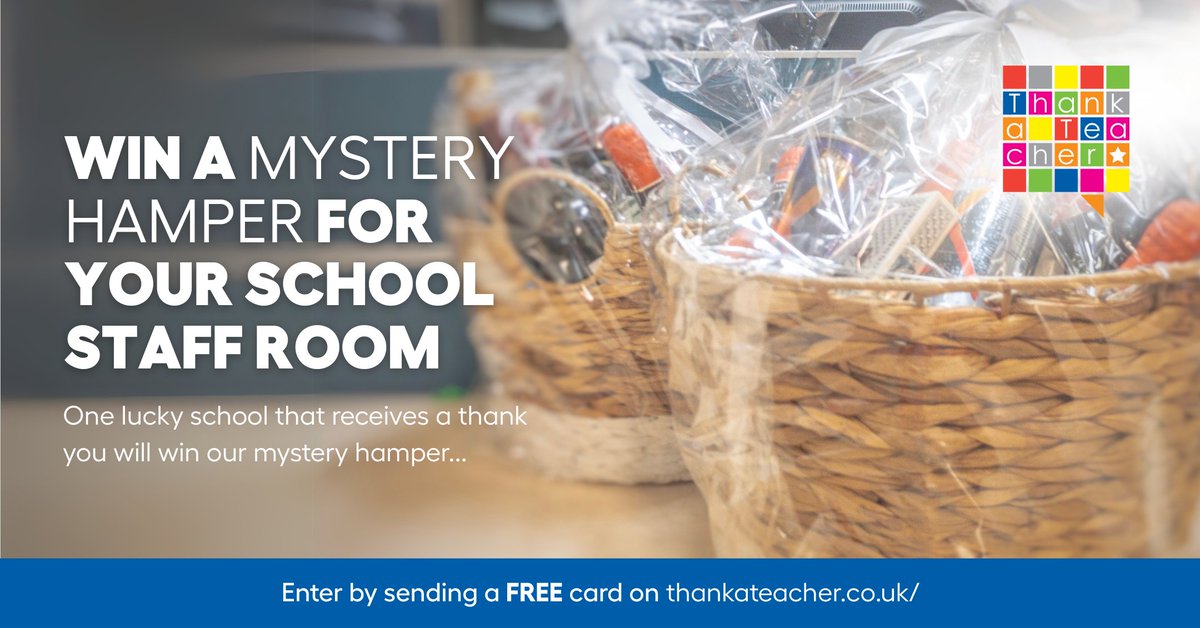 Have you entered our exciting giveaway yet? 

It’s super easy to take part… just send a FREE, personalised thank you e-card to a teacher or support staff who’s made a difference at your school.

Enter before 18th June - thankateacher.co.uk/thank-a-teache…