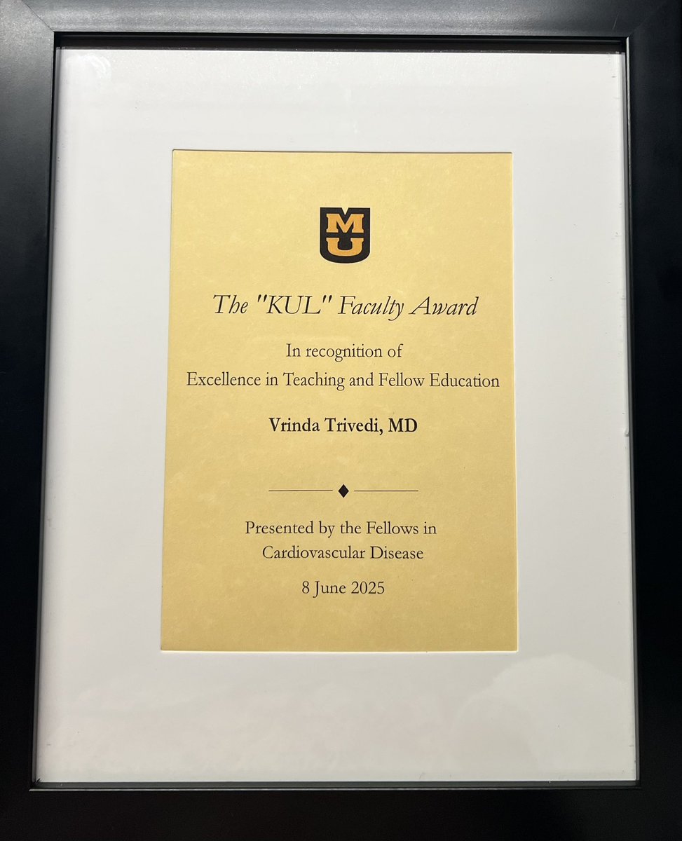 Vrinda Trivedi MD FACC (@vtrivedimbbs) on Twitter photo Profoundly grateful and honored to be recognized as teaching faculty by the Cardiovascular Disease fellows. Teaching awards are a reminder of the power of collaborative learning, excited to continue my journey as a clinician educator! <a href="/muhealth/">MU Health Care</a> <a href="/Mizzou/">Mizzou</a> Profoundly grateful and honored to be recognized as teaching faculty by the Cardiovascular Disease fellows. Teaching awards are a reminder of the power of collaborative learning, excited to continue my journey as a clinician educator! <a href="/muhealth/">MU Health Care</a> <a href="/Mizzou/">Mizzou</a>