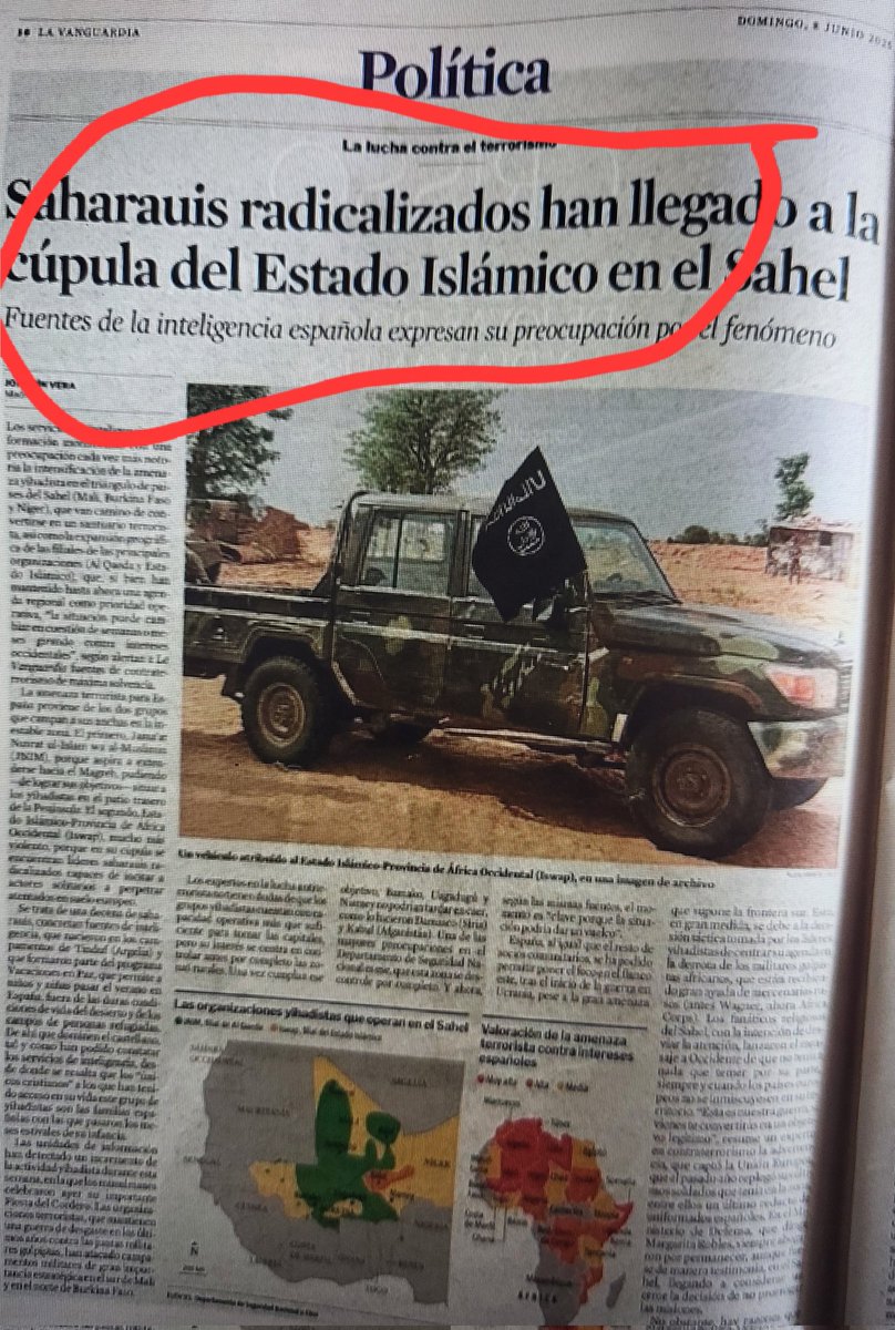 🔴Alerta máxima en #España. 
El periódico la #vanguardia da voz de alarma sobre el #terrorismo del #polisario en la zona del Sahel.
<a href="/EFEnoticias/">EFE Noticias</a> <a href="/larazon_es/">La Razón</a> <a href="/desdelamoncloa/">La Moncloa</a> <a href="/abc_es/">ABC.es</a> <a href="/PSOE/">PSOE</a> <a href="/ppopular/">Partido Popular</a> <a href="/vox_es/">VOX 🇪🇸</a> <a href="/el_pais/">EL PAÍS</a> <a href="/elmundoes/">EL MUNDO</a> <a href="/jmalbares/">José Manuel Albares</a> <a href="/sanchezcastejon/">Pedro Sánchez</a> <a href="/okdiario/">okdiario.com</a> <a href="/ONUinfo/">ONU Info</a>