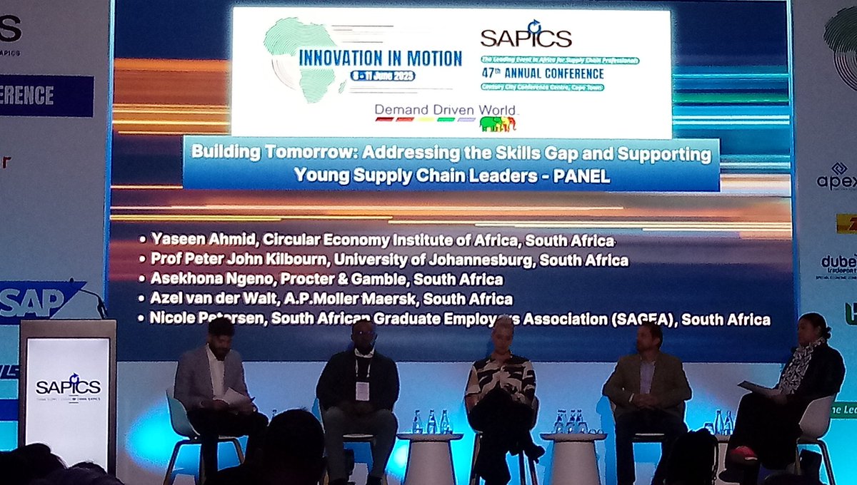 shabierja's tweet image. Panel discussion: Building Tomorrow: Addressing the Skills Gap &amp;amp; Supporting Young Supply Chain Leaders - Facilitator, Yaseen Ahmid, Circular Economy Institute of Africa, South Africa. @SAPICS01 #SAPICS2025 #InnovationInMotion #SupplyChainAfrica #CapeTownConference