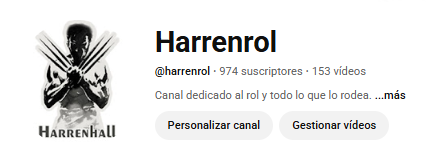 El canal continua creciendo y ya estoy cerca de los 1000 suscriptores. Gracias a todos los que lo hacéis posible.
youtube.com/@harrenrol