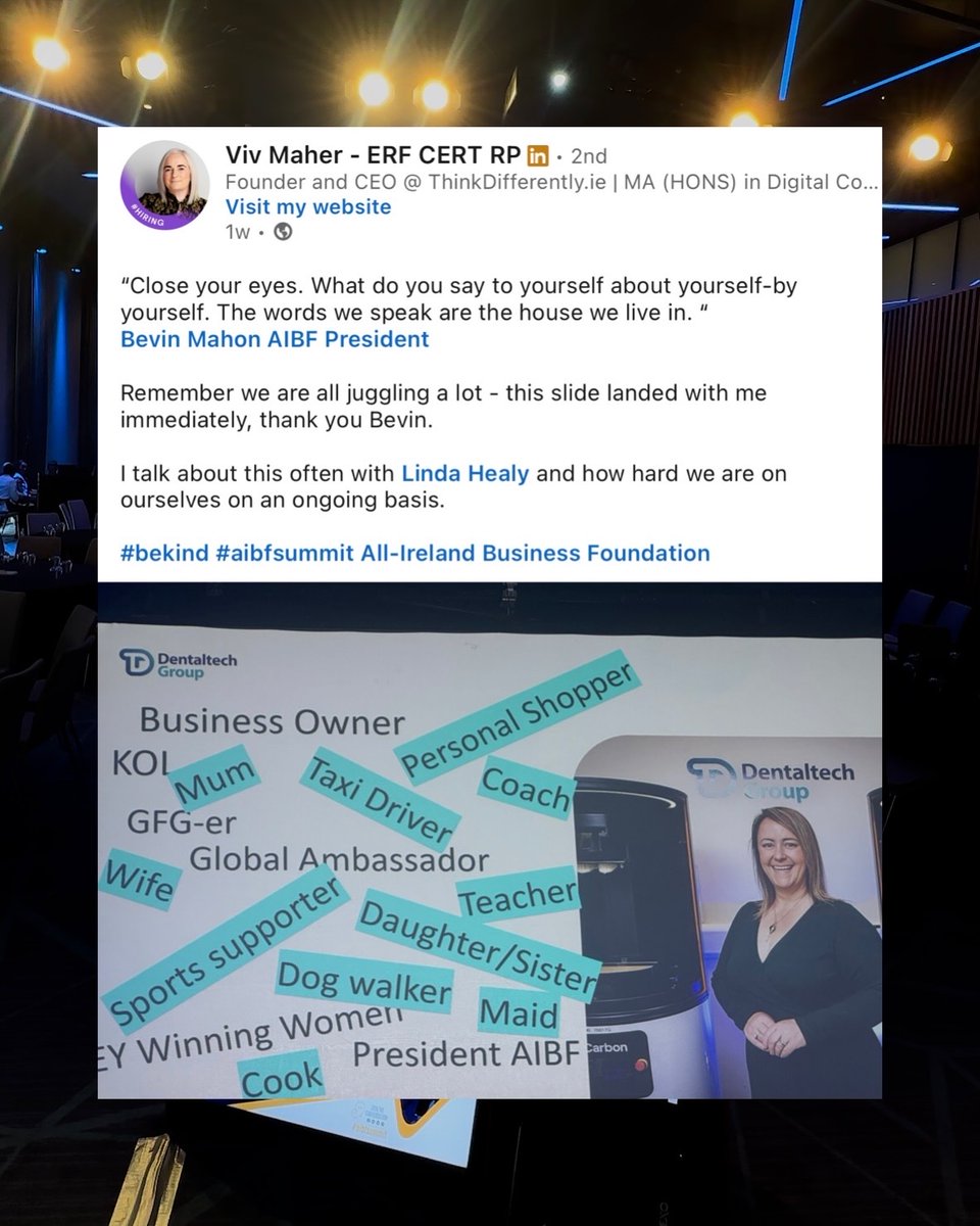 All-Ireland Business Foundation (@aibfallstars) on Twitter photo ๐ฌ A standout moment from #AIBFSummit - and a reminder why weโre lucky to have <a href="/BevinMahon/">Bevin Mahon</a> as our #AIBF President.
She captured it perfectly: business leaders wear many hats...
๐ฃ๏ธ โThe words we speak are the house we live in.โ
#MondayMotivation #BusinessAllStars ๐ฌ A standout moment from #AIBFSummit - and a reminder why weโre lucky to have <a href="/BevinMahon/">Bevin Mahon</a> as our #AIBF President.
She captured it perfectly: business leaders wear many hats...
๐ฃ๏ธ โThe words we speak are the house we live in.โ
#MondayMotivation #BusinessAllStars