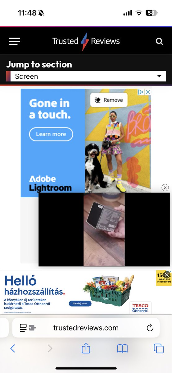 techwithattila's tweet photo. Sometimes I wonder if publishers even check their own website in terms if usability. I understand the need for ads but surely there must be a better way to show these on mobile? @trustedreviews https://t.co/bzhEeiPzQ7