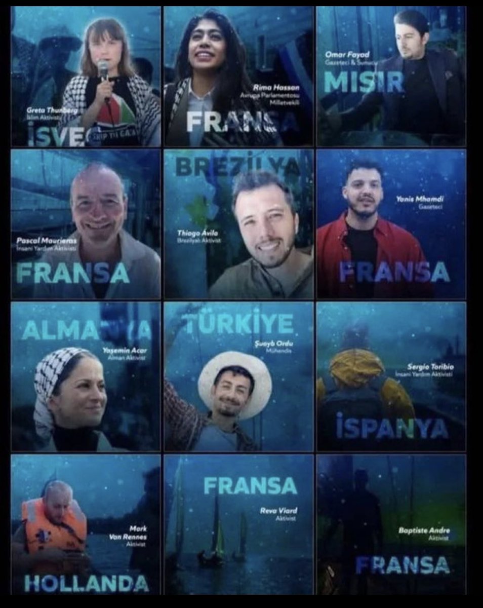 12 Koca yürekli yiğit insanlara 
Selam olsun..🇹🇷🙏🫶

#FilistinOnurumuzdur 
#FilistinİçinAdalet 
#Madleen