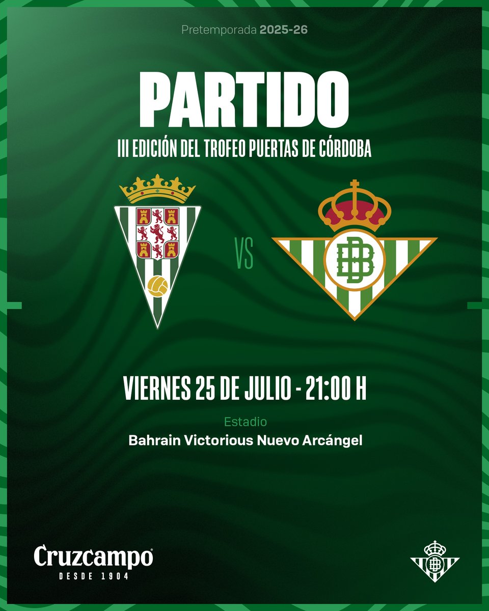 ¡Nuevo amistoso confirmado! 📅✅

Nos enfrentaremos al <a href="/CordobaCF_ofi/">Córdoba CF</a> el 25 de julio en el Estadio Bahrain Victorious Nuevo Arcángel 💚🆚