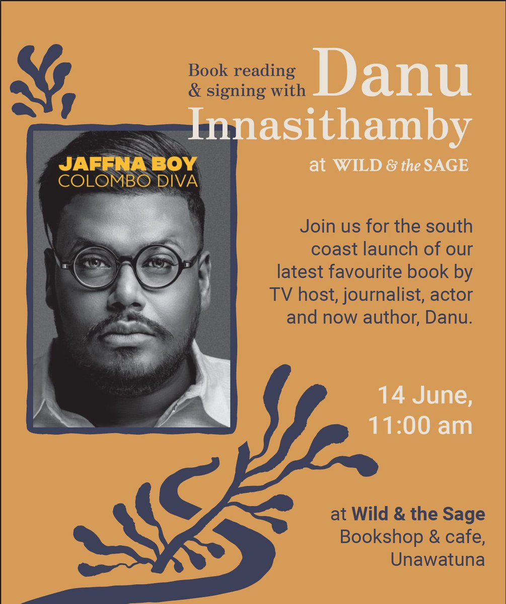 Heading to the south coast for a special day! ✨ Join me at Wild &amp; the Sage for a book reading and signing of Jaffna Boy Colombo Diva — can’t wait to see you all in Unawatuna! 
14th June at 11am 

#JaffnaBoyColomboDiva #BookSigning #WildAndTheSage #Unawatuna #SouthCoastReads