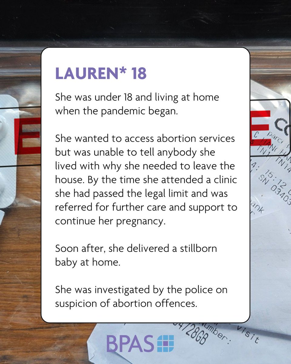 BPAS1968's tweet image. TW:Baby loss

Lauren was under 18 and isolated during the pandemic. After experiencing a stillborn she was investigated by the police for suspected abortion offences. Nobody should face criminal charges for needing reproductive healthcare.

Take Action Now bpas-campaigns.org