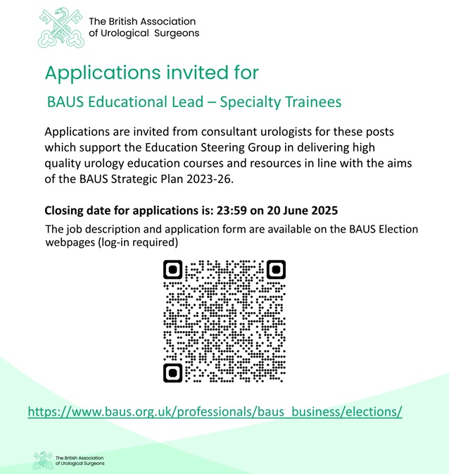 BAUS (@bausurology) on Twitter photo 👀 Applications invited for BAUS Educational Lead for Speciality Trainees
Open to BAUS members who are consultant urologists - closing date 20 June.
Log in for job description & application form:
baus.org.uk/professionals/…
<a href="/RobCalvert18/">Rob Calvert</a> 👀 Applications invited for BAUS Educational Lead for Speciality Trainees
Open to BAUS members who are consultant urologists - closing date 20 June.
Log in for job description & application form:
baus.org.uk/professionals/…
<a href="/RobCalvert18/">Rob Calvert</a>