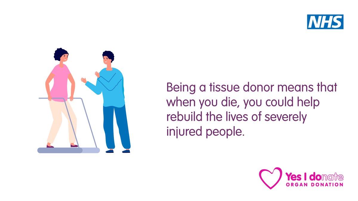 NHSOrganDonor's tweet photo. Did you know that you can also choose to donate tissue? One tissue donor can help as many as 50 people. 

Registering on the NHS Organ Donor Register takes 2 minutes, and it's the best thing you'll do today. 

 #OrganDonation #TissueDonation  #NHS https://t.co/Pc9gHaPDCR