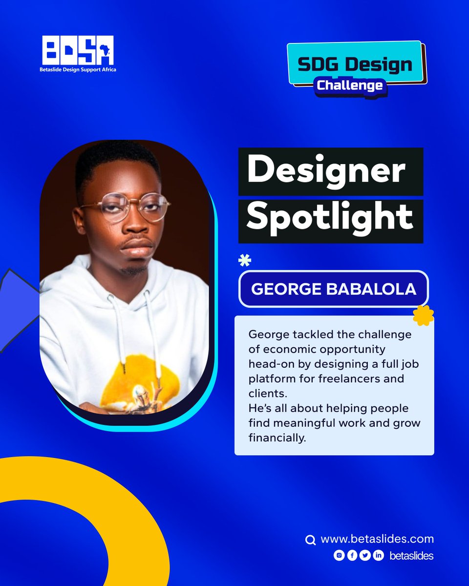 betaslides_'s tweet image. George tackled SDG 8 with a job platform design that connects freelancers to real opportunities.
From landing page to dashboards—his design is all about impact, growth &amp;amp; purpose.
Big ups to George for designing with intention! 👏
#Betaslides #SDGChallenge #DesignForImpact #UIUX