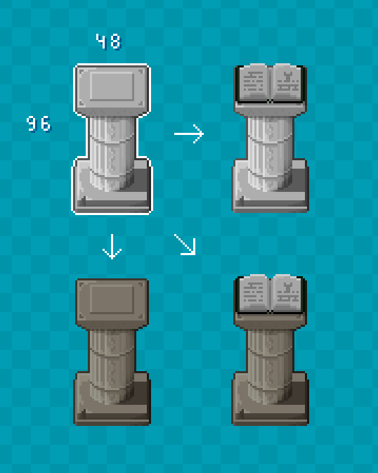 Variations of church pedestal:
#pixelart #Tileset