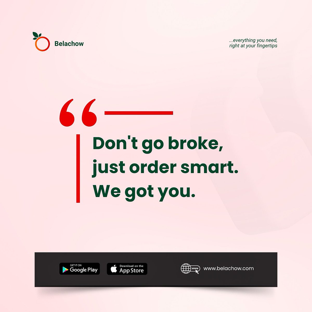 usebelachow's tweet photo. Don’t go broke — order smart. 💸📲
This week, let your cravings match your budget. We’re here to make it effortless.

#Belachow #MondayMotivation #SmartEats #CampusHacks https://t.co/GLcXfmffxo
