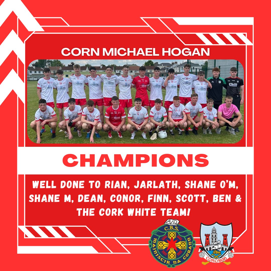 Congratulations to Rian, Jarlath, Shane O’M, Shane M, Dean, Conor, Finn, Scott, Ben &amp; the Cork White team on winning the Celtic Challenge Corn Michael Hogan Championship on Saturday in FBD Semple Stadium.

Well done lads! All Ireland Champions! 🔴⚪️

<a href="/OfficialCorkGAA/">Cork GAA</a>