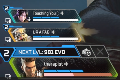 8SecondGaming's tweet photo. @EA @Respawn @RSPN_Hideouts 
>:( how come i cant be "Bouncy Booty-ooty Cheeks" but these guys can have these names....? https://t.co/p0kx84JIhM