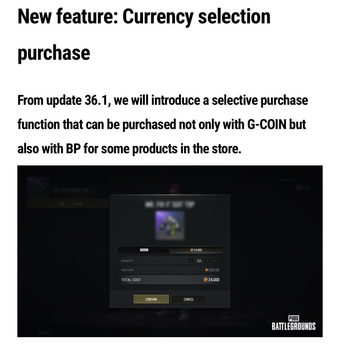 We’ve waited a long time…
Finally, with update 36.1
we can use BPs for store items!
All those saved up millions bps are finally worth it.
#PUBG #PUBGPartner