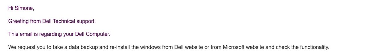 Here's <a href="/Dell/">Dell</a>  super efficient support suggestion.
They forgot to add "cross your fingers"