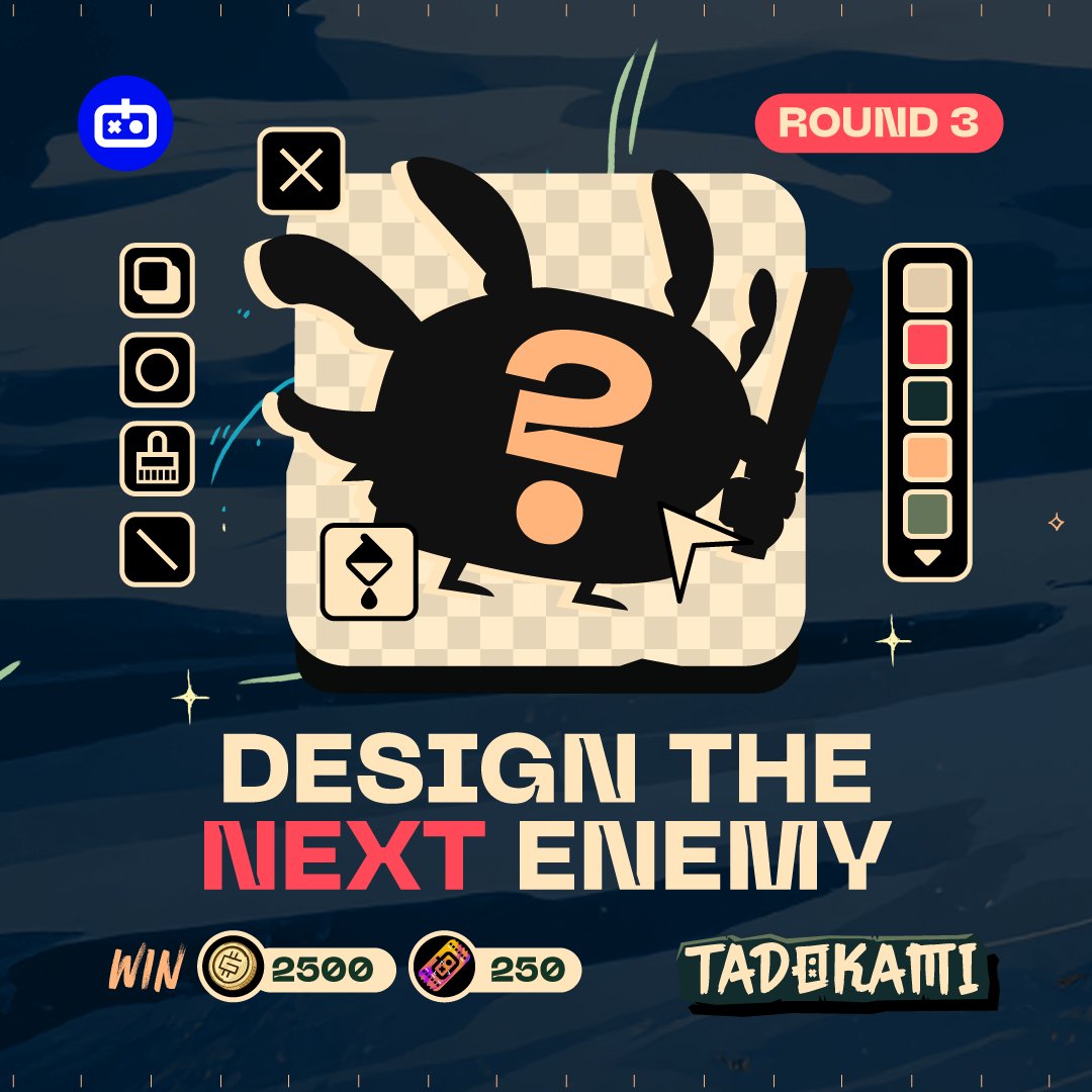 🎨 DESIGN THE NEXT ENEMY - ROUND 3

The swamp hungers for more…

🐸 We’ve seen shadows slither and monsters rise - it’s your turn to unleash the next terror in Tadokami.

How to Enter:
🛠️ Create your own original enemy for Tadokami, and
 
Submit here 👇
airtable.com/app2RYSqJ24qCV…