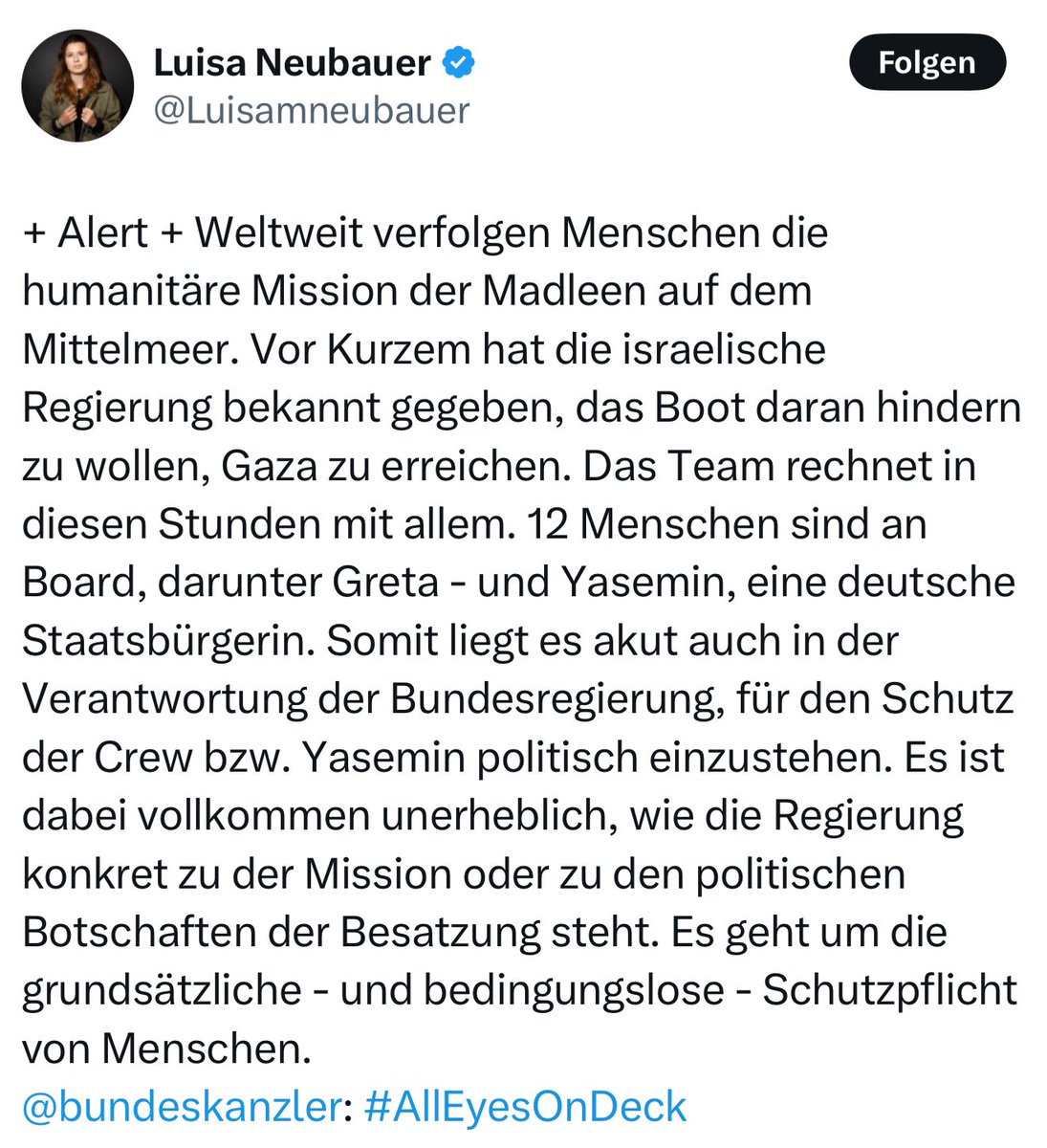 Nida🎗️ (@nida_banou) on Twitter photo Die „super-smarte“ <a href="/Luisamneubauer/">Luisa Neubauer</a> macht sich große Sorgen um eine deutsche Staatsbürgerin auf PR-Kreuzfahrt – natürlich mit Insta-Drama im Gesicht.
Gleichzeitig: Deutsche Geiseln, von der Hamas verschleppt, gefoltert, verhungert. Aber deren Leid ist offenbar nicht quotenstark Die „super-smarte“ <a href="/Luisamneubauer/">Luisa Neubauer</a> macht sich große Sorgen um eine deutsche Staatsbürgerin auf PR-Kreuzfahrt – natürlich mit Insta-Drama im Gesicht.
Gleichzeitig: Deutsche Geiseln, von der Hamas verschleppt, gefoltert, verhungert. Aber deren Leid ist offenbar nicht quotenstark