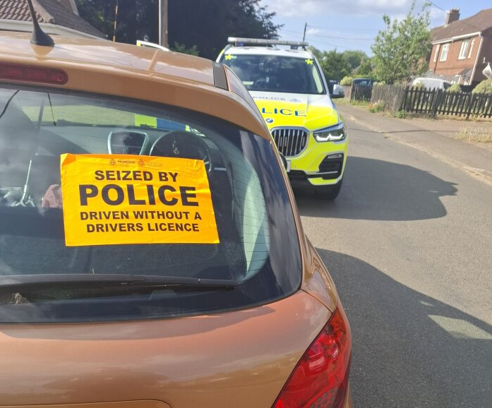 NSRAPT's tweet image. Last week, the public alerted us to the poor driving of this car in Middleton, King's Lynn.
The vehicle was later located by officers and the poor driving explained by a lack of driving licence or any insurance! Vehicle seized and driver reported 🚫
