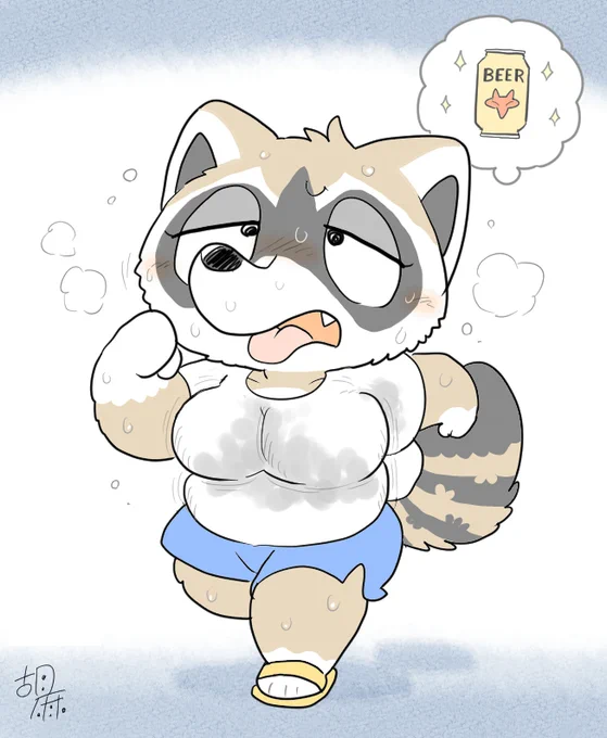 【創作】風呂上がりにビールを飲もうと思っていたら、冷蔵庫になかったので、全力疾走で買いに行くアライ先生