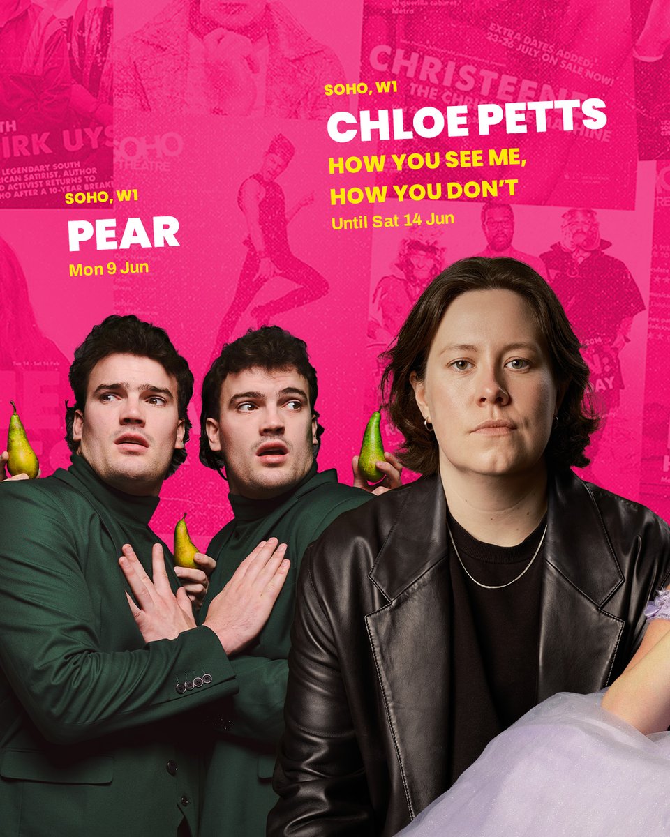 sohotheatre's tweet photo. This weeks line-up just dropped and as always, it's simply the best ✨

★ @yolandamercy 
★ @thevirdas 
★ @PearTheShow 
★ @ChloePetts 

Link: https://t.co/z1xOT0b8HL

More legends below x https://t.co/Pb3hrNGBOE