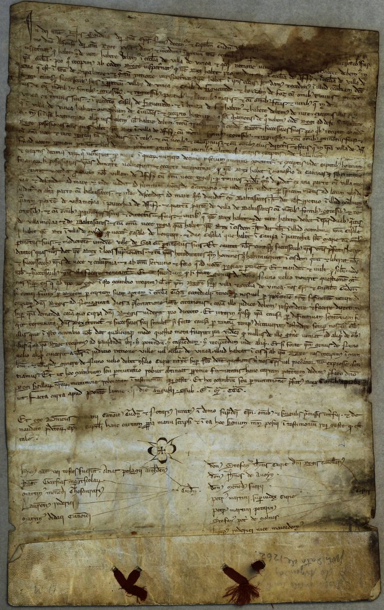Celebra-se hoje o Dia Internacional dos Arquivos. Assim, destacamos o nosso documento mais antigo, datado de 1262. Trata-se de uma retificação ao Foral de Viana de 1258 sobre do território municipal, após negociações do Rei D. Afonso III com o Bispo de Tui.