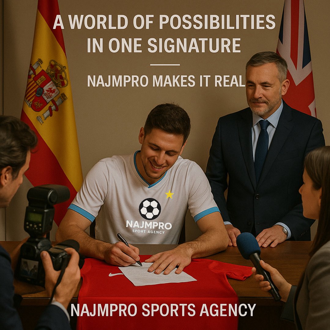Najmpro_Agency's tweet photo. A signature that changes everything. Najmpro makes dreams official.
#SportsAgency #FootballAgency #SoccerAgency #PlayerTransfers #CoachTransfers #GlobalFootball #InternationalSoccer #FootballTransfers #SoccerTransfers #GlobalSports
#FIFALicensedAgent #SoccerAgents https://t.co/BScneQVf3f