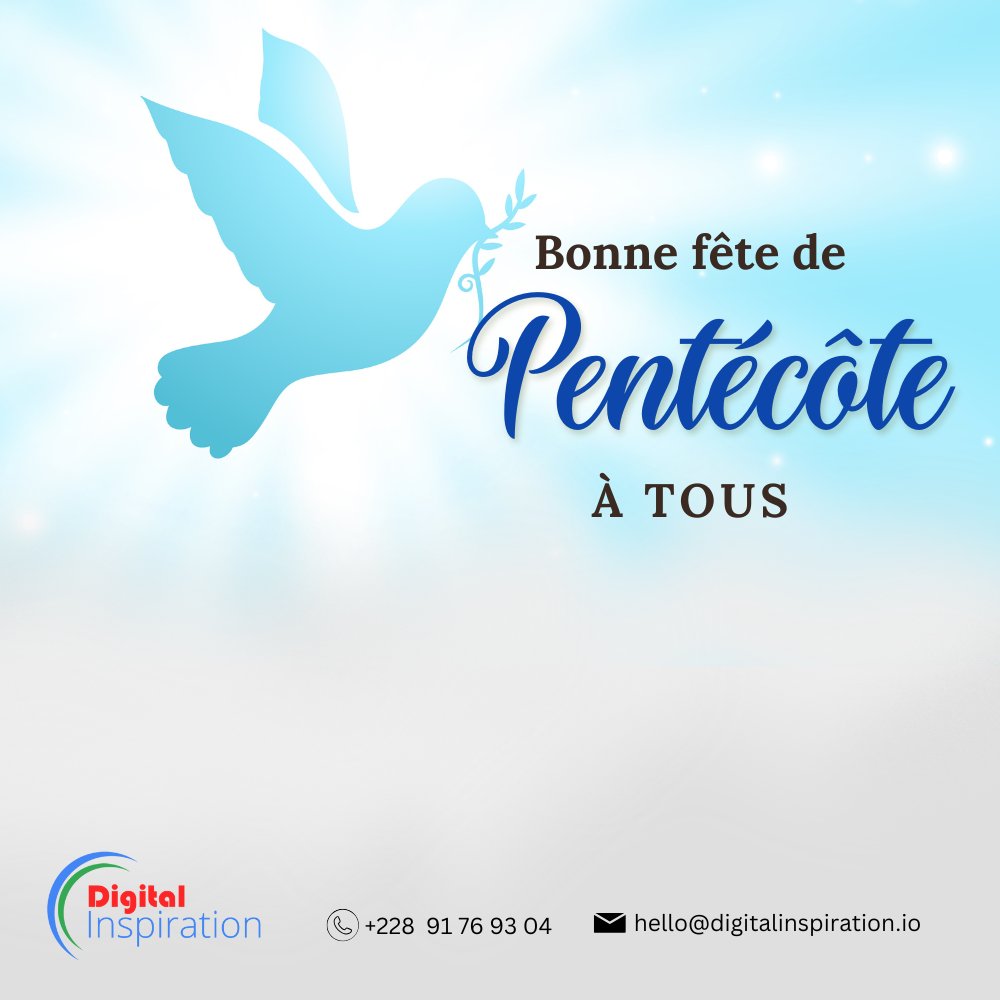 🕊 Joyeuse #Pentecôte à toutes et à tous !

Que cette journée vous comble de paix, d’amour et de renouveau.

L’équipe de #DigitalInspiration vous souhaite une belle célébration !

#DigitalInspiration #DigitalInspirationIO #tgtech