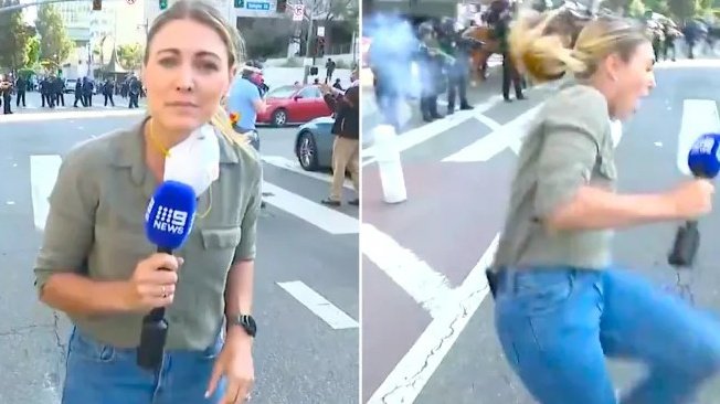 SharanAnupam's tweet image. 🙏 Lauren Tomasi is safe.

She remained standing after being hit and kept reporting. Channel 9 confirms both she and her camera crew were not seriously harmed.

The Australian Consulate has been in touch.

#AusPol #USProtests #MediaSafety