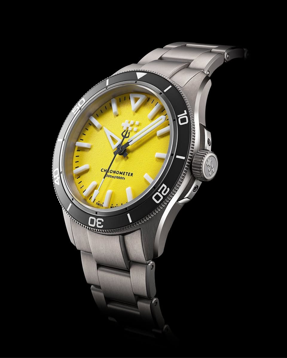 The new C60 Trident Lumière isn’t just luminous, it’s blindingly bold. A yellow dial this vivid deserves more than a glance. Pair that with lume-packed Globolight® indexes, logo, and hands, and you’ve got a timepiece that glows like radioactive precision.

<a href="/ChrisWardLondon/">Christopher Ward</a>