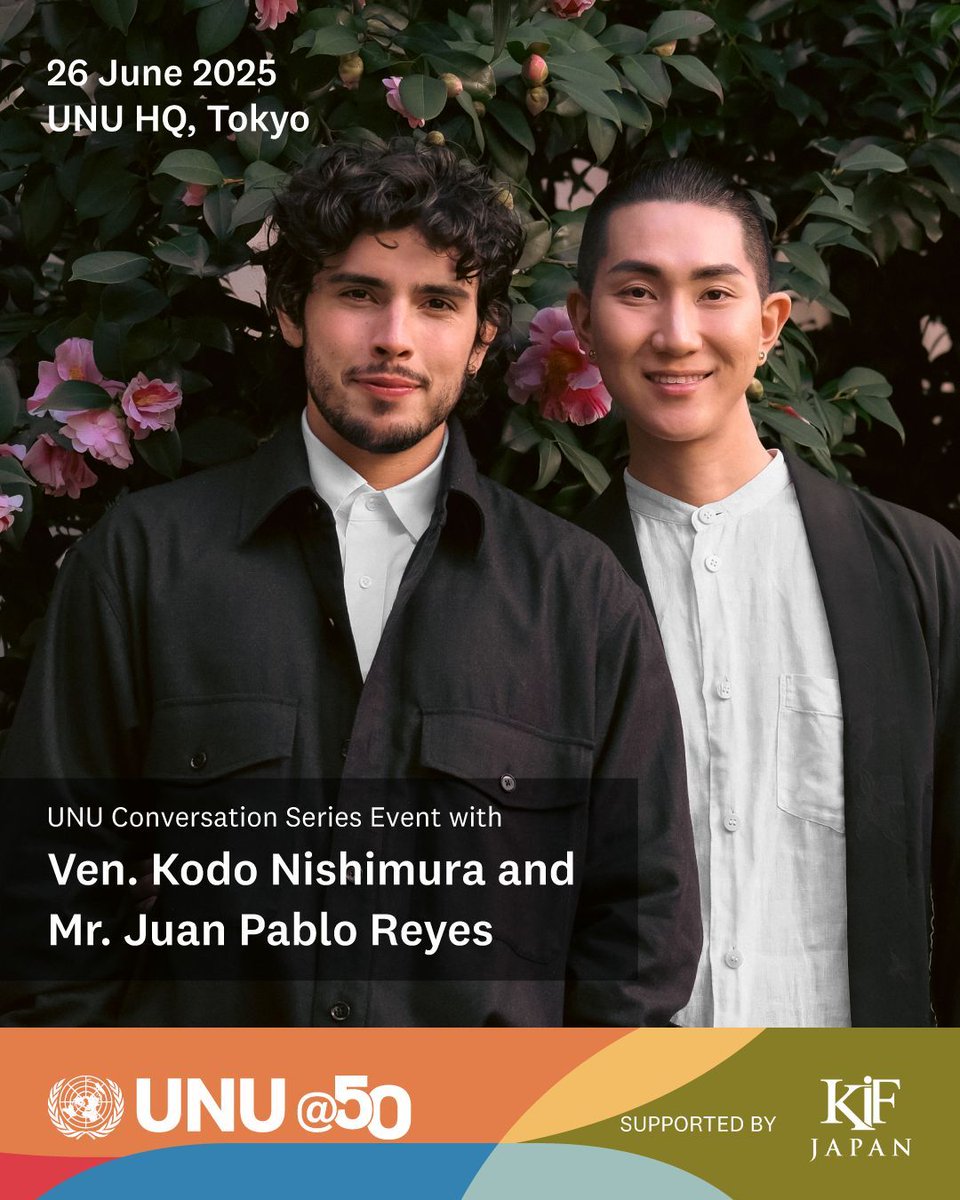 UN University (@ununiversity) on Twitter photo On 26 June, join us for a conversation on #inclusivity and #coexistence with Ven. <a href="/kodonishimura/">Kodo Nishimura 西村宏堂</a>, Buddhist Monk and Artist; and his partner, Mr. Juan Pablo Reyes, Publicist, Photographer and Art Director 💜
👉 buff.ly/jog1eNZ
#UNUConversationSeries #UNUat50 #PrideMonth On 26 June, join us for a conversation on #inclusivity and #coexistence with Ven. <a href="/kodonishimura/">Kodo Nishimura 西村宏堂</a>, Buddhist Monk and Artist; and his partner, Mr. Juan Pablo Reyes, Publicist, Photographer and Art Director 💜
👉 buff.ly/jog1eNZ
#UNUConversationSeries #UNUat50 #PrideMonth