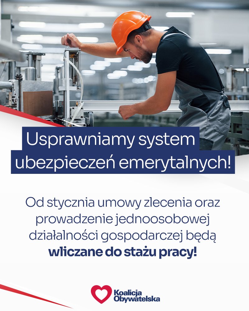 Uszczelniamy system ubezpieczeń emerytalnych❗️

Już od 2026 umowy zlecenie oraz prowadzenie JDG będą się wliczać do stażu pracy ✅