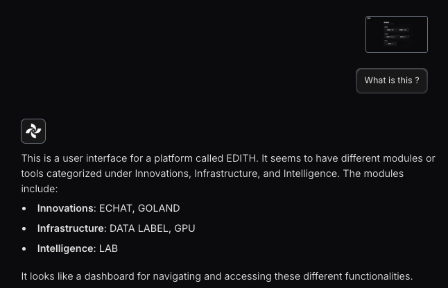 edithAPP's tweet image. 📢 New Feature Alert on eChat!
We're excited to announce that image support is now live on eChat! 🎉
You can now send images directly in your messages—and our AI can see, understand, and respond to them just like text.
Whether it’s a photo, chart, meme, or screenshot—just drop…