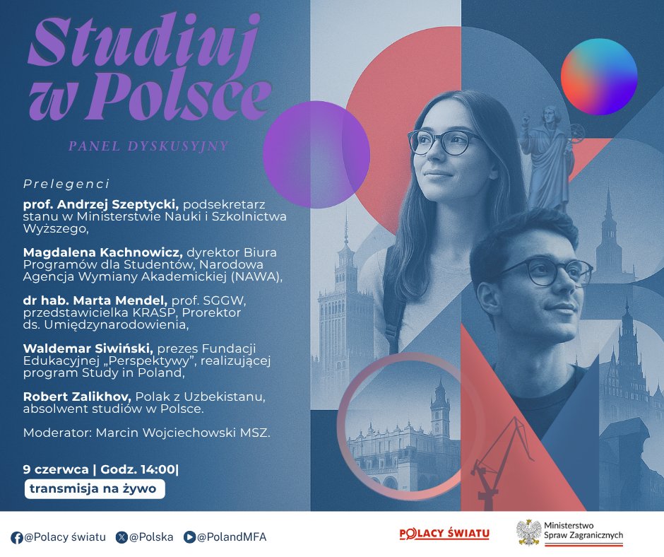 PLinKenya (@plinkenya) on Twitter photo Zapraszamy do wysłuchania dyskusji panelowej pt. „Studiuj w Polsce!” na temat oferty studiów oraz procedur rekrutacyjnych dla Polonii i Polaków za granicą.
🕒 15:00 EAT (14:00 CET)
X - <a href="/Polska/">Polacy Światu</a>
Facebook - @PolacyŚwiatu
YouTube - PolandMFA Zapraszamy do wysłuchania dyskusji panelowej pt. „Studiuj w Polsce!” na temat oferty studiów oraz procedur rekrutacyjnych dla Polonii i Polaków za granicą.
🕒 15:00 EAT (14:00 CET)
X - <a href="/Polska/">Polacy Światu</a>
Facebook - @PolacyŚwiatu
YouTube - PolandMFA