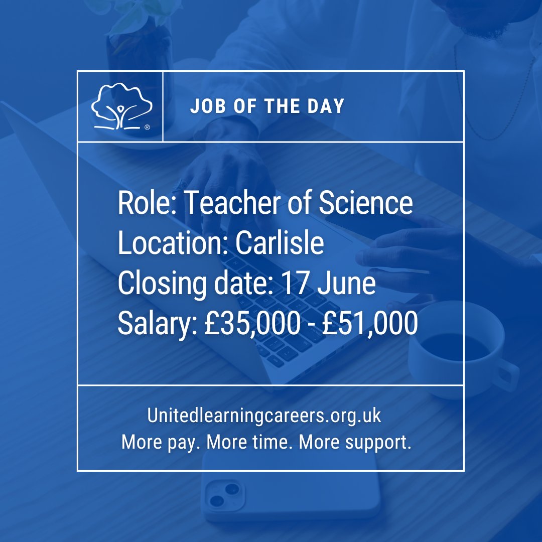 📣 Job of the day 📣 

We're looking to appoint a Teacher of Science.

If this could be you, find out more and view our vacancies: ow.ly/hJKg50W4F4Q

#JobOfTheDay #NowHiring #JobSearch #Hiring #Vacancy #ApplyNow #Education #OpenToWork #Jobs2Apply4 #JOTD