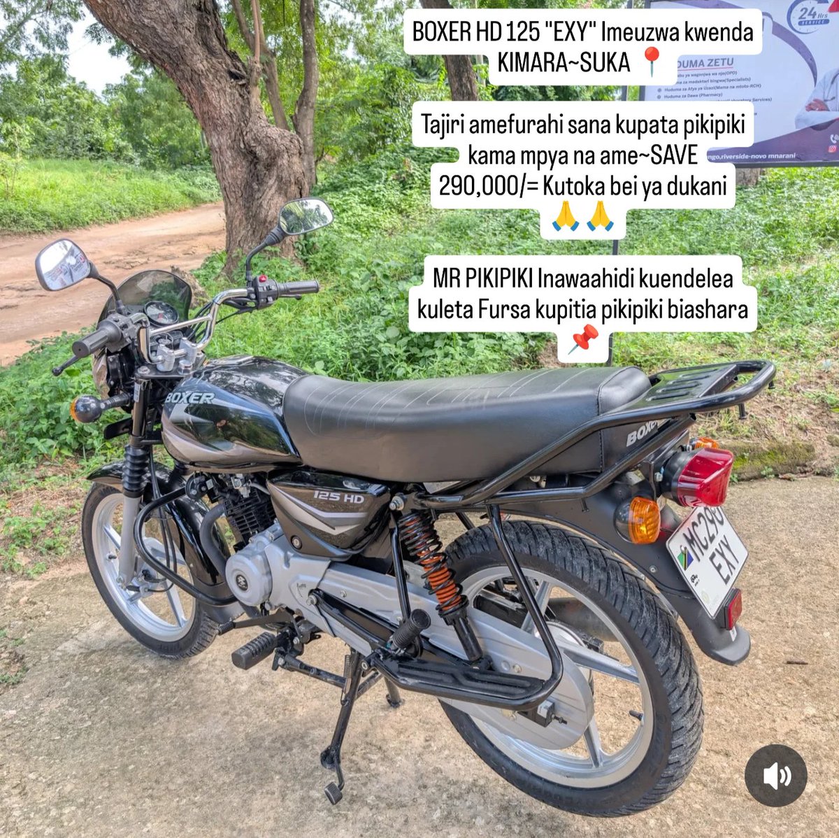 BOXER HD 125 "EXY" Imeuzwa kwenda KIMARA~SUKA 📍

Tajiri amefurahi sana kupata pikipiki kama mpya na ame~SAVE
290,000/= Kutoka bei ya dukani
🙏🙏

MR PIKIPIKI Inawaahidi kuendelea kuleta Fursa kupitia pikipiki biashara 📌

Kupata pikipiki Nzuri kwa bei nafuu nicheki 0747365096