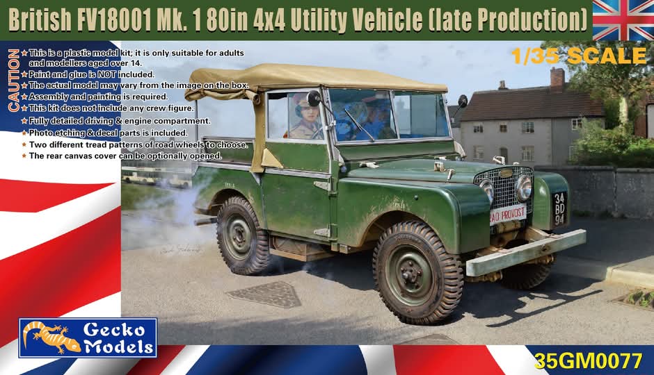 ModelscaleBrig1's tweet image. 1/35 scale British FV18001 Mk. 1 80in 4x4 Utility Vehicle (late Production)...
#geckomodels, #35GM0077, #new, #newitem, #plamodel, #plasticmodels, #scalemodels, #modelkits, #modelminiature, #militiarymodels, #scalemodelsworld, #modellbau, #modelismo, #プラモデル