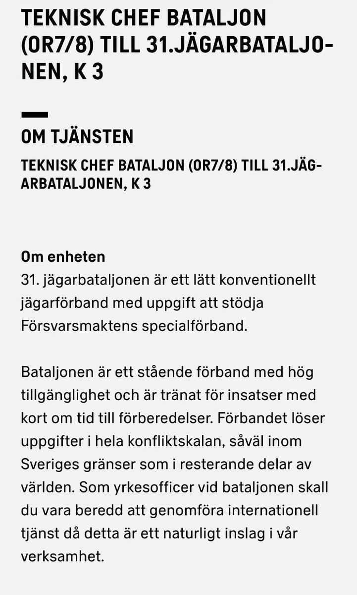 jobb.forsvarsmakten.se/sv/ledigajobb/…

Sök till 31. Jägarbataljonen! Älska materielen och bli en i mängden! #svfm