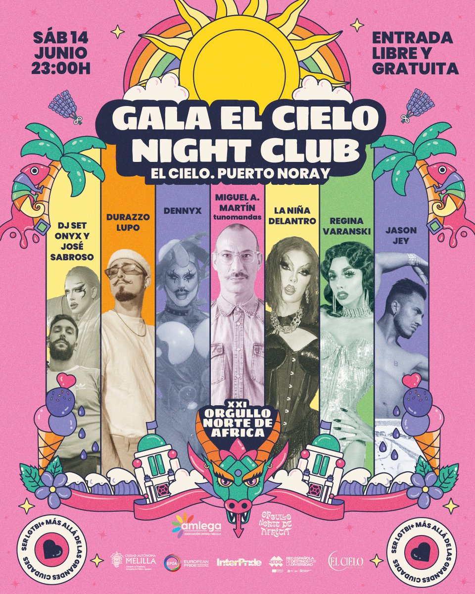 🔥¡Fiesta en el Cielo Night Club Melilla este XXI Orgullo Norte de África! No te lo puedes perder. Va a ser ÉPICO ❤️🔥

✨Sábado 14 Junio
✨23:00H
✨El Cielo Night Club. Puerto Noray
✨Entrada libre y gratuita

#orgullo #pride #orgullonortedeafrica