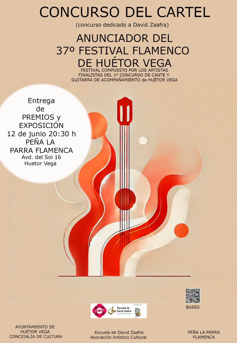 ¡🎨🎶 ENTREGA DE PREMIO del Concurso del CARTEL Anunciador del 37º Festival Flamenco de Huétor Vega!

📅 Jueves 12 de junio
🕣 20:30 h
📍 Peña La Parra Flamenca (Avd. del Sol, 16 – Huétor Vega)

#AyuntamientoDeHuétorVega